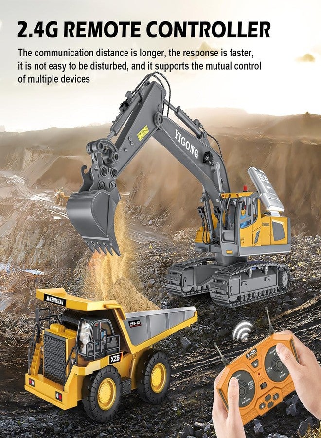 JOYJAY Remote Control Excavator Toy for 6-12 Yr Boys, Best Birthday Gifts for Kids 6 7 8 9 10 11 Year Old, Rc Construction Toys with Metal Shovel, Lights, Sounds 2.4Ghz, Multi Color - Image 4